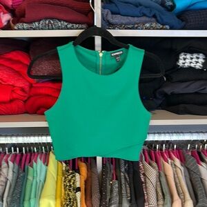 Express green sleeveless back cut out crop top size S